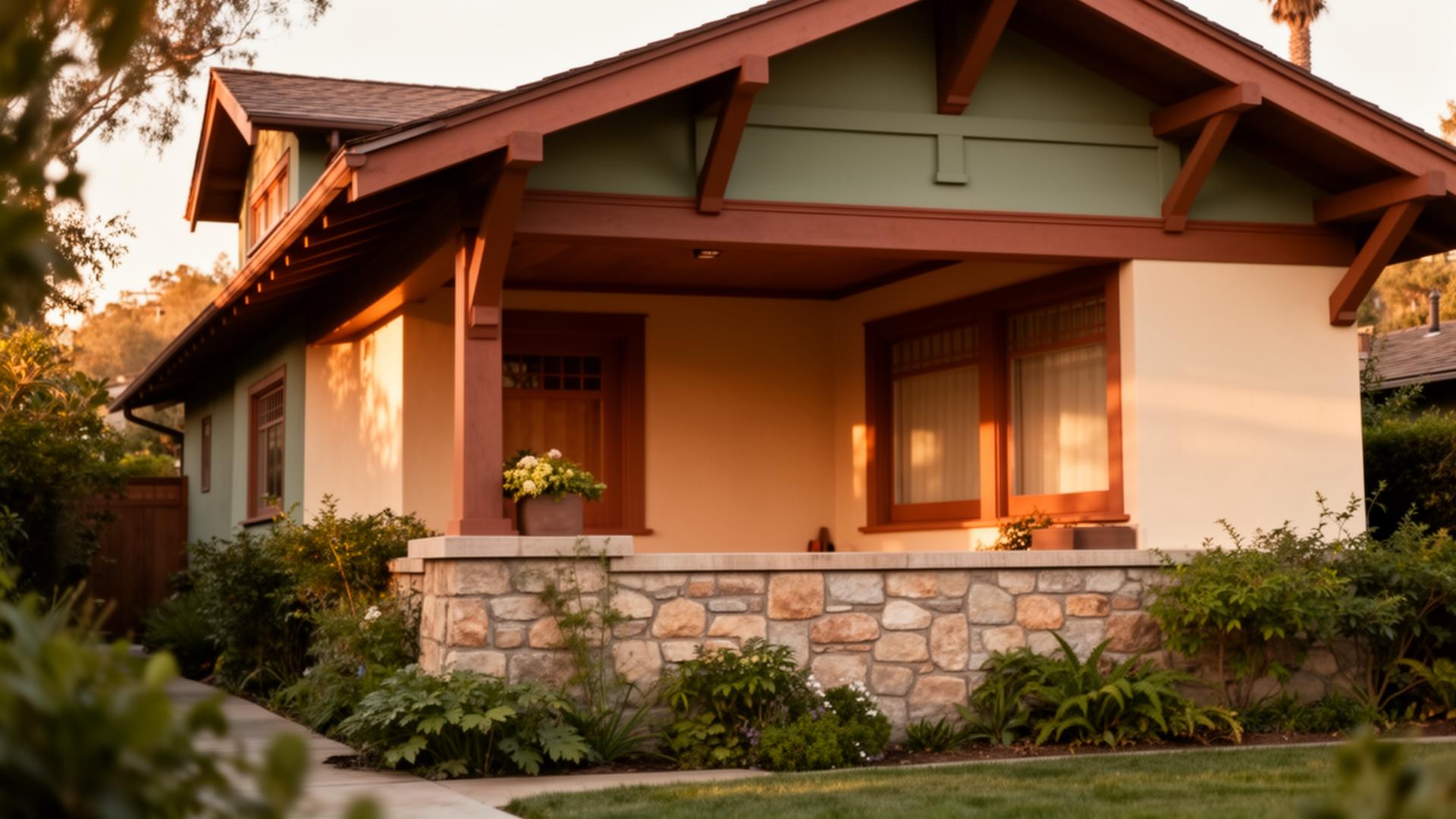 Pasadena Craftsman bungalow at golden hour
